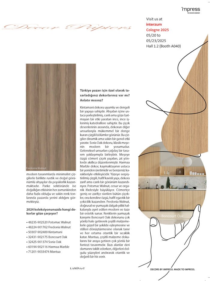 Laminart Dergisi-Dosya:  Dekor Kağıtları 2025-impress