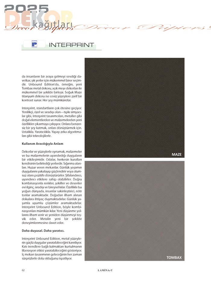 Laminart Dergisi-Dosya:  Dekor Kağıtları 2025-interprint