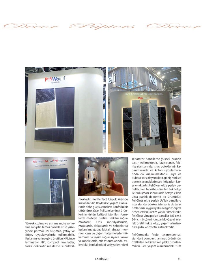 Laminart Dergisi-Dosya:  Dekor Kağıtları 2025-Peli