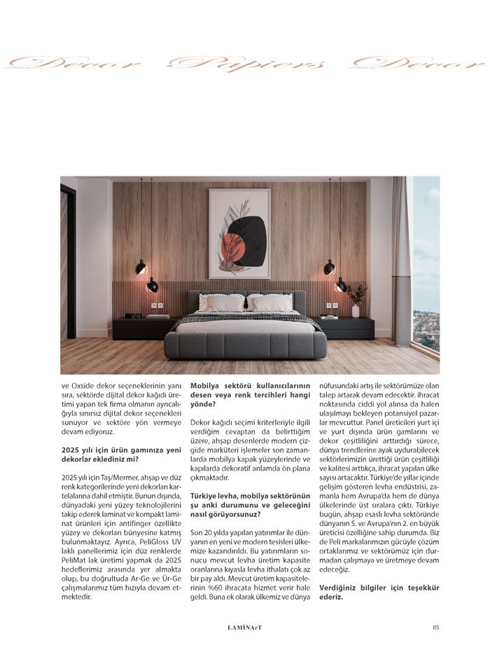 Laminart Dergisi-Dosya:  Dekor Kağıtları 2025-Peli