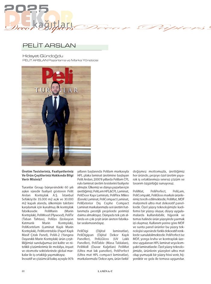 Laminart Dergisi-Dosya:  Dekor Kağıtları 2025-Peli