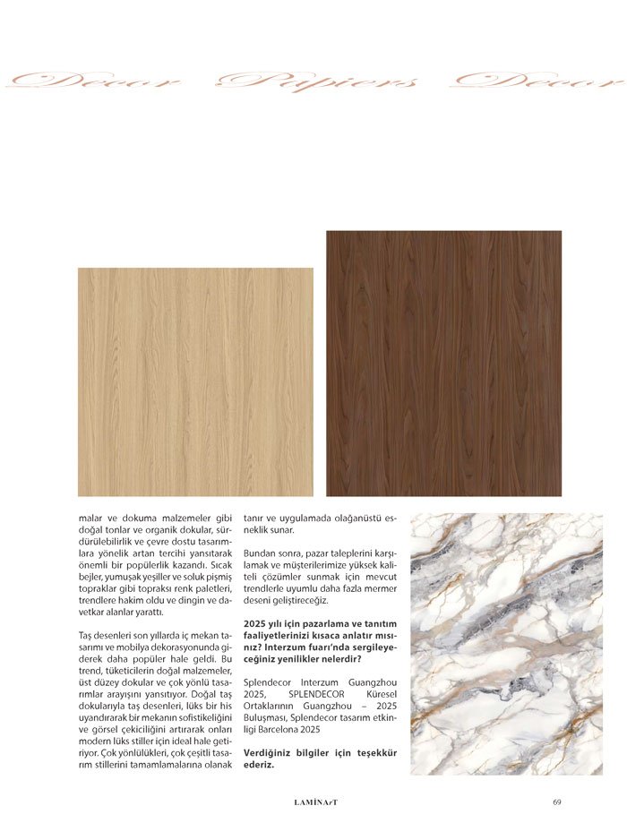 Laminart Dergisi-Dosya:  Dekor Kağıtları 2025-splendecor