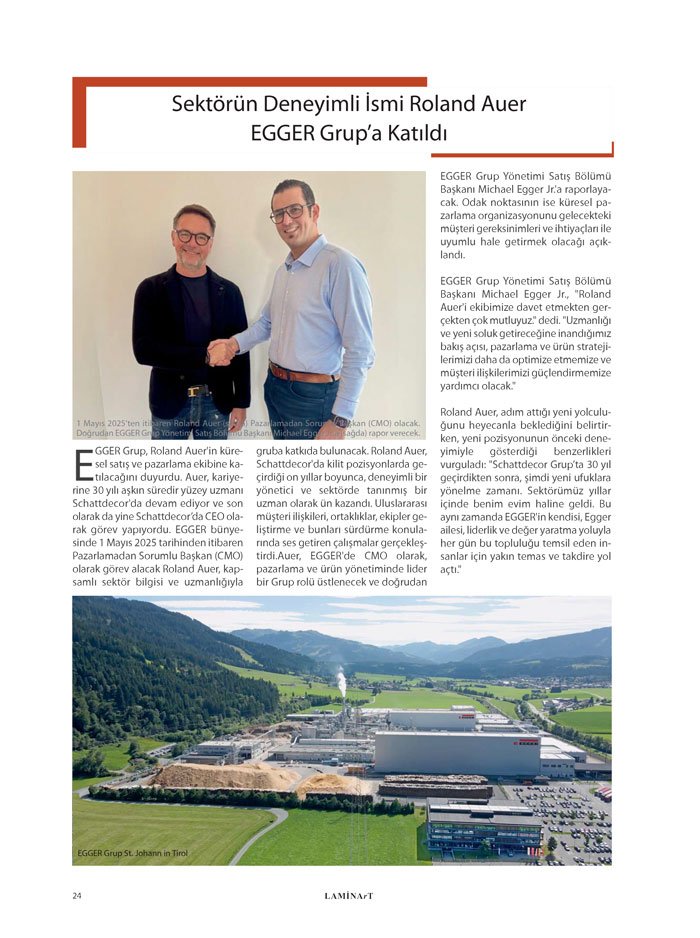 Laminart dergisi Firma haber Egger