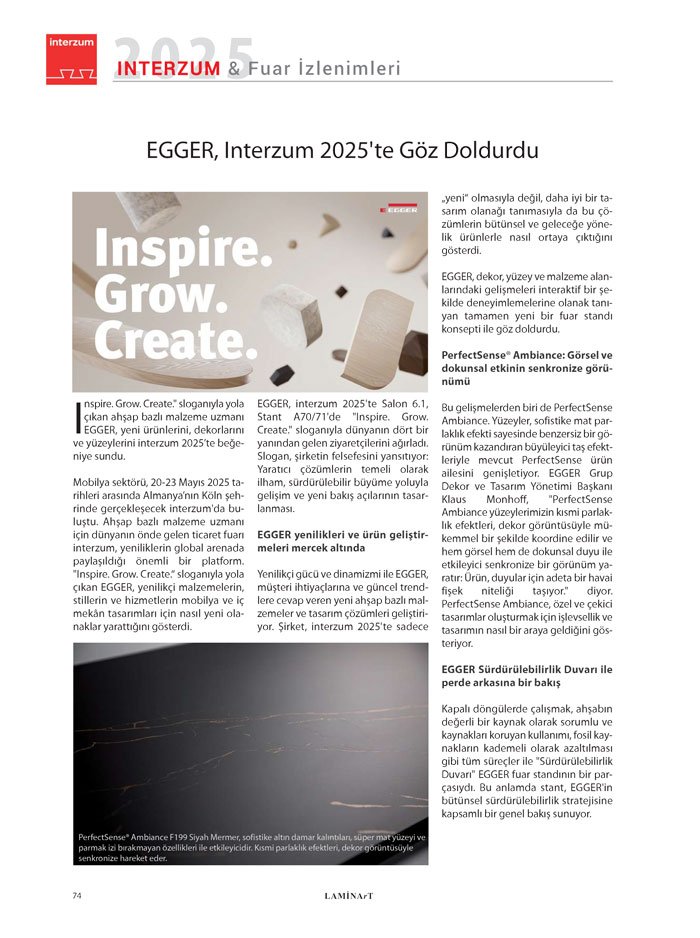 Laminart Dergisi-Dosya:  İnterzum 2025 Fuar Değerlendirmeleri-egger