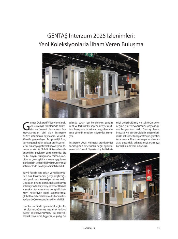 Laminart Dergisi-Dosya:  İnterzum 2025 Fuar Değerlendirmeleri-Gentaş