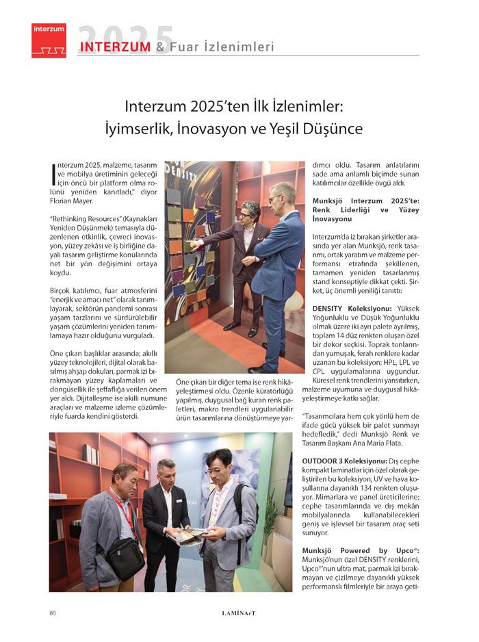 Laminart Dergisi-Dosya:  İnterzum 2025 Fuar Değerlendirmeleri-Münkjö