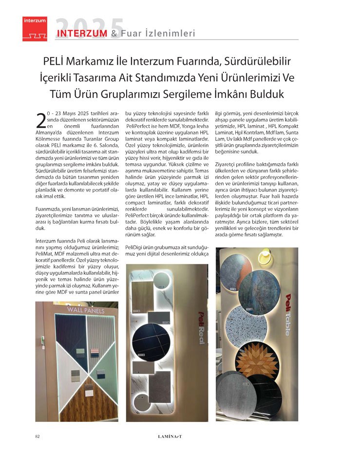Laminart Dergisi-Dosya:  İnterzum 2025 Fuar Değerlendirmeleri-Peli