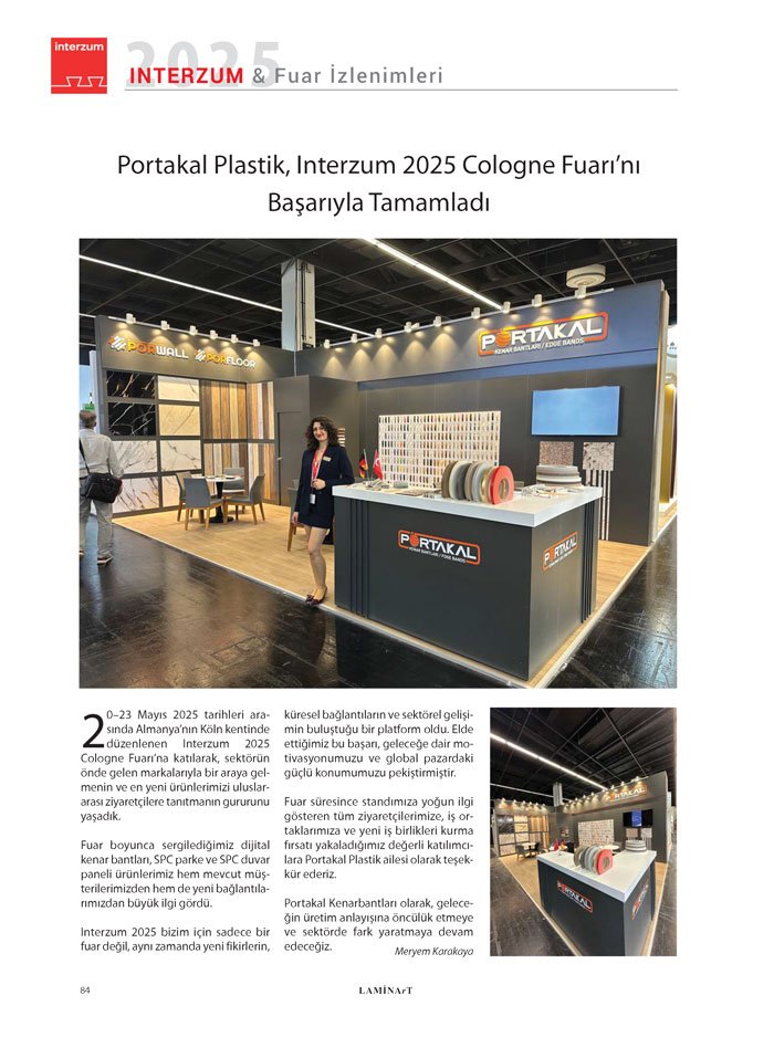 Laminart Dergisi-Dosya:  İnterzum 2025 Fuar Değerlendirmeleri-Portakal Plastik