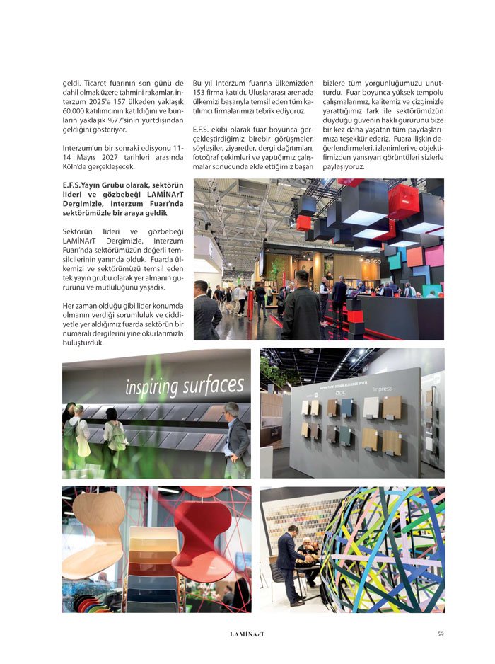 Laminart Dergisi-Dosya:  İnterzum 2025 Fuar İzlenimleri