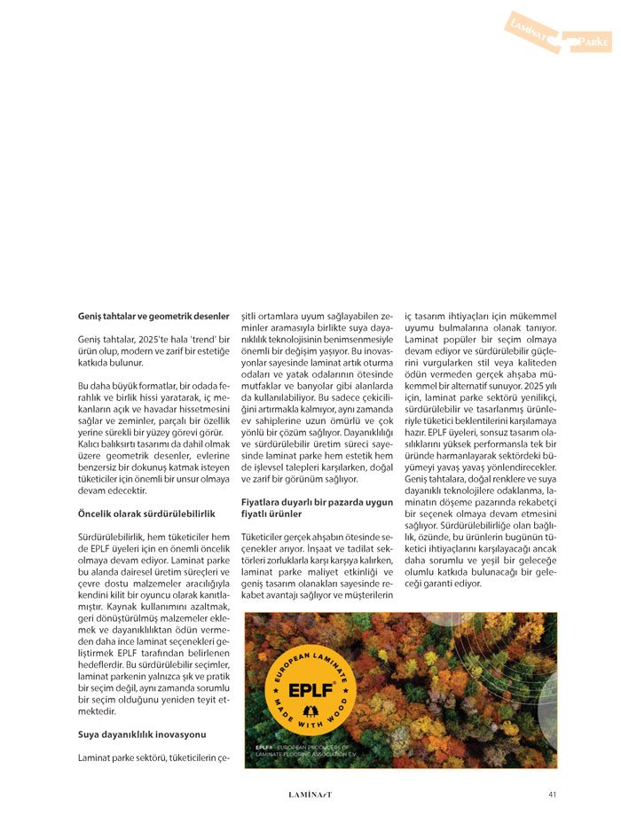 Laminart Dergisi-Dosya: Laminat Parke 2025-EPFL