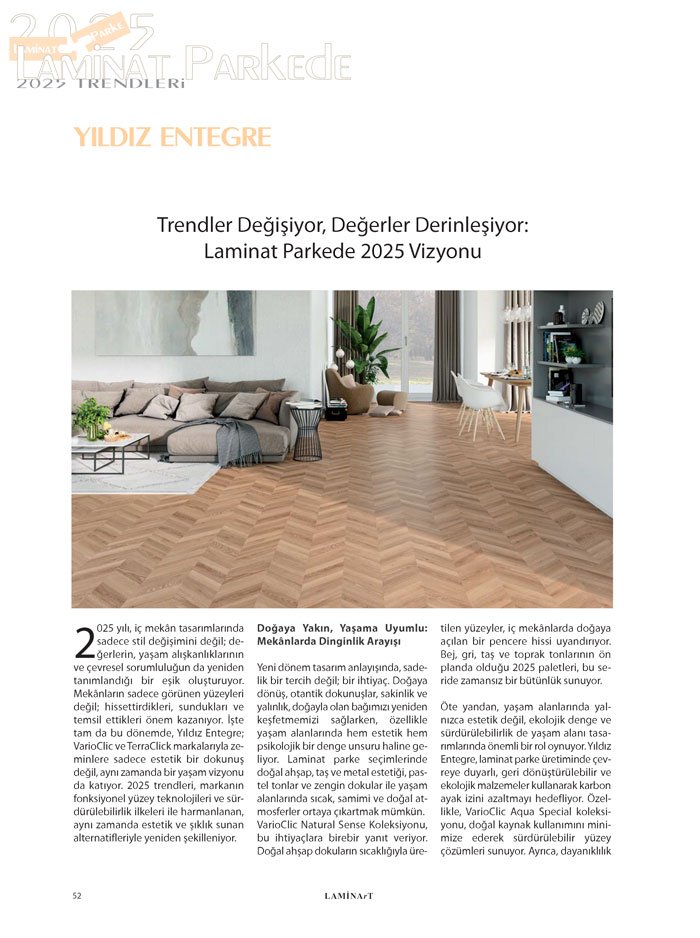 Laminart Dergisi Dosya: Laminat Parkede 2025 Trendleri