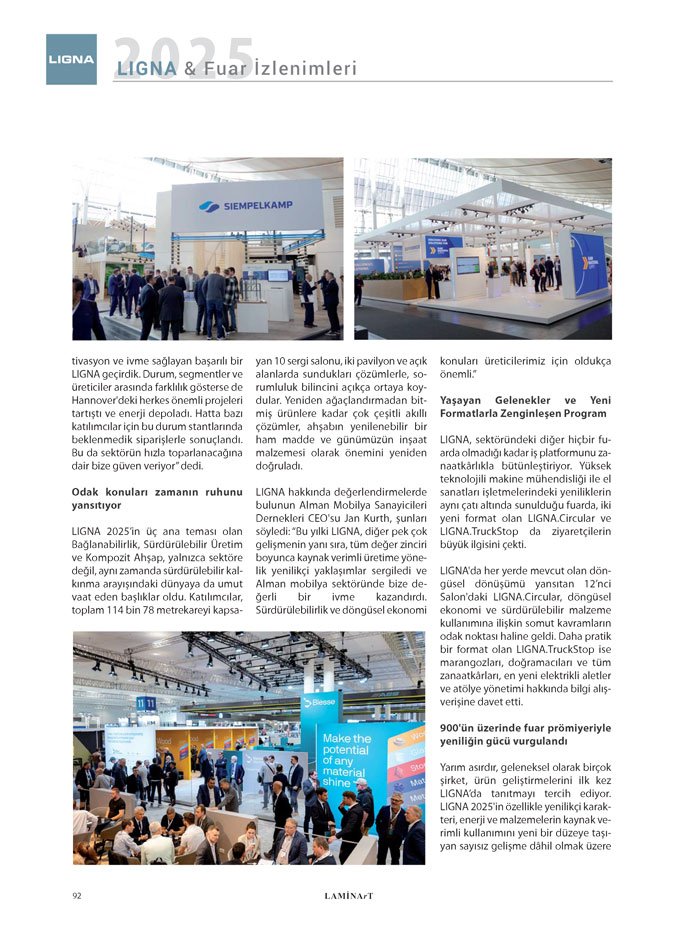 Laminart Dergisi-Dosya:  Ligna 2025 Fuar İzlenimleri