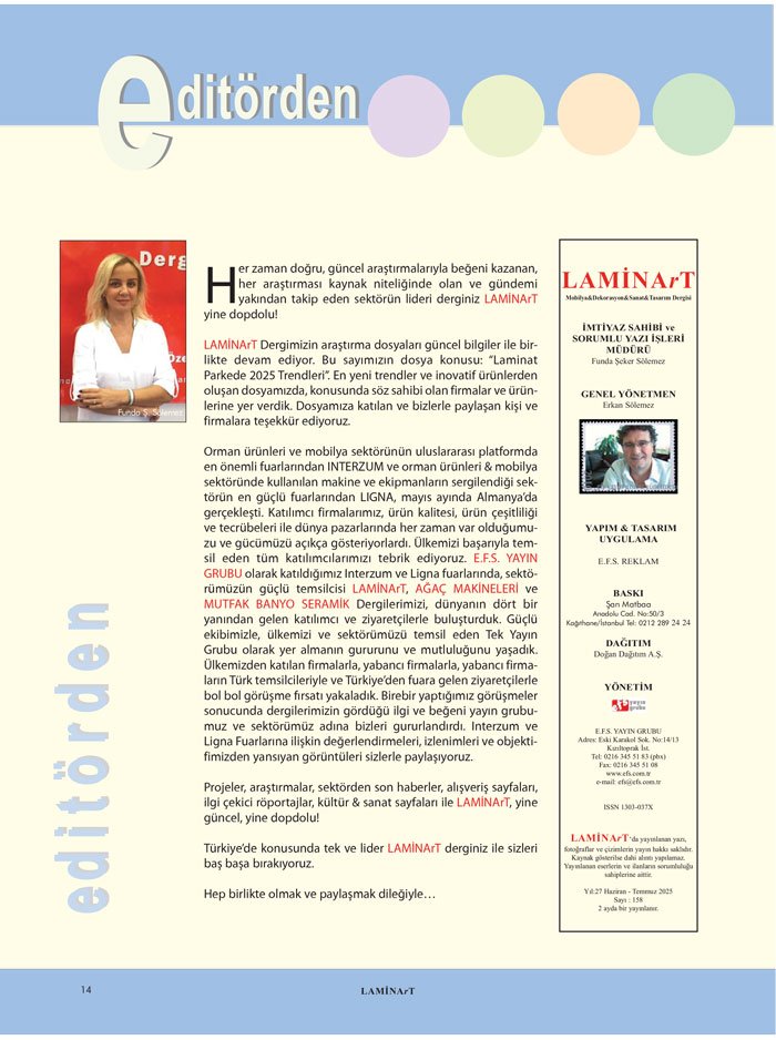 Laminart Dergisi Editör Funda Zehra Sölemez