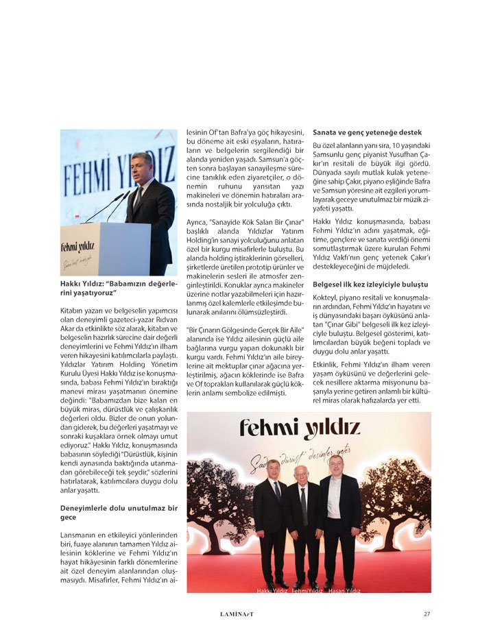 Laminart Dergisi Firma Haberler-Yıldız Entegre