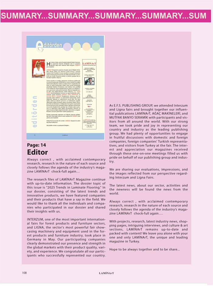 Laminart Dergisi-Laminart Magazine Summary